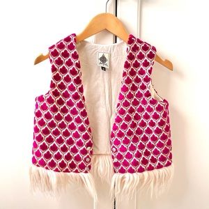 Handmade pink vest with velvet and fur never worn.